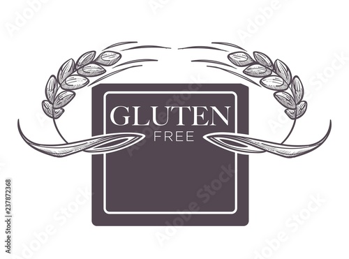 Gluten free products, poster with wheat vector.