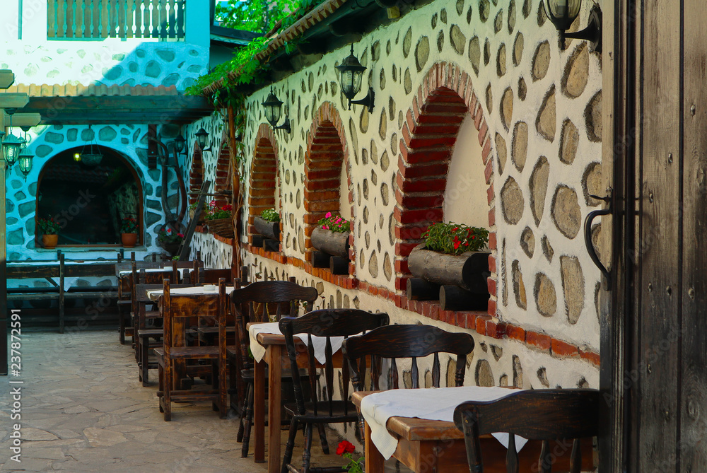 Traditional Bulgarian Rural Restaurant Mehana Interior. Photo Depicts ...