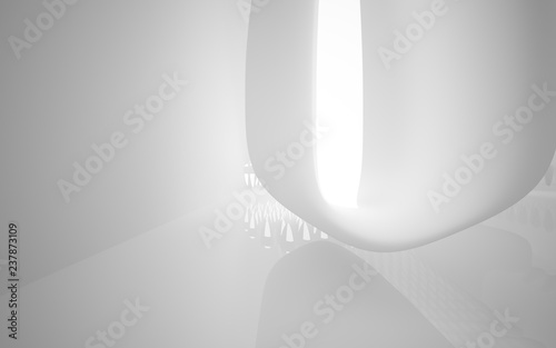 White smooth abstract architectural background whith gray lines . 3D illustration and rendering