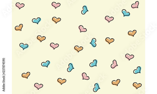 A cute heart pattern. Illustrated vector seamless pattern.