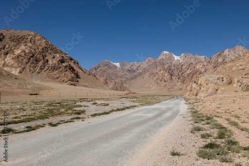 Landscape in the Pamir mountains in the area of Murghab in Tajikistan