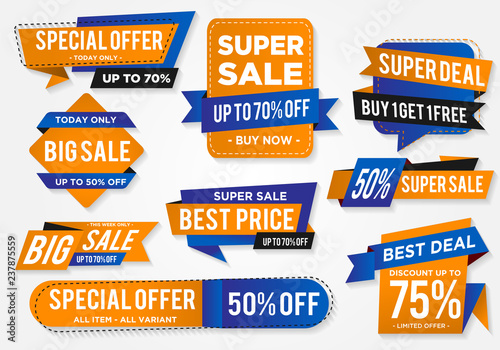 sticker sale set with abstract shape style and modern brand with modern concept, price tag discount, big sale, winter sate, buy 1 get 1 free tag design vector eps 10