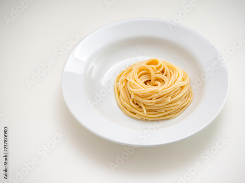 spaghetti, pasta on plate on white background