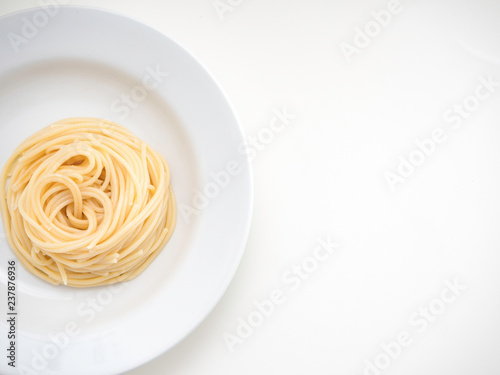 spaghetti, pasta on plate on white background