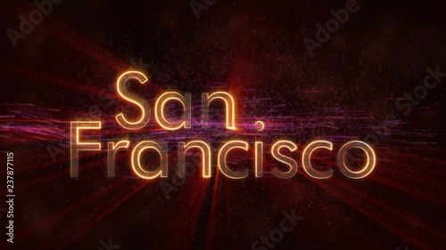 Canvas Print San Francisco - Shiny looping city name text animation