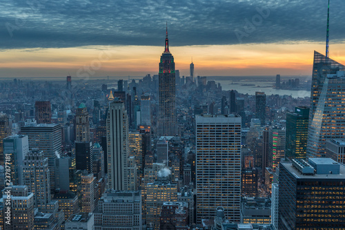 New York City skyscrapers, aerial panorama view