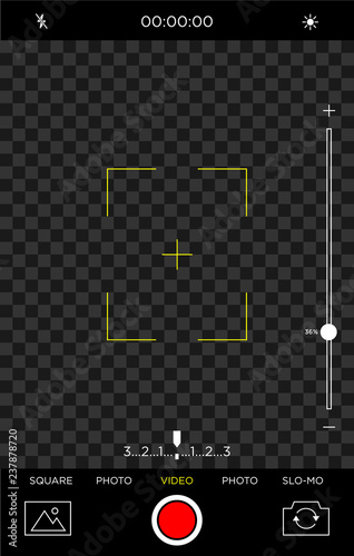 smartphone camera recording screen view template with transparent background and portrait format use for video and photograph application, vector eps 10