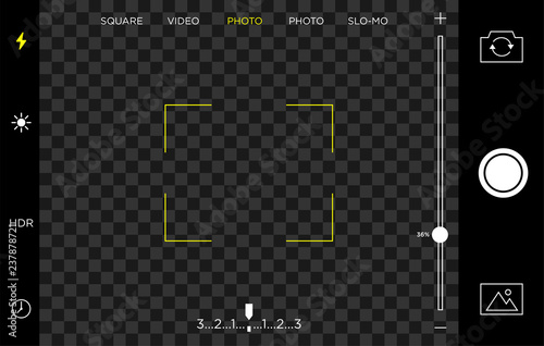 smartphone camera screen view template with transparent background and landscape format use for video and photograph application, vector eps 10