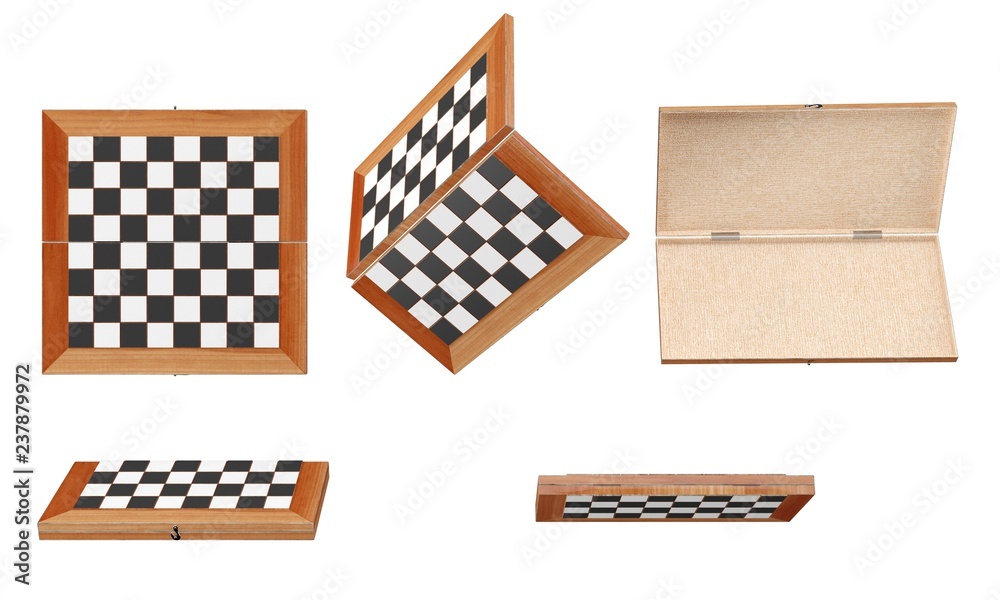 wooden chess box from a different angle. isolate 3d render illustration wooden chess box from a different angle. isolate 3d render illustration