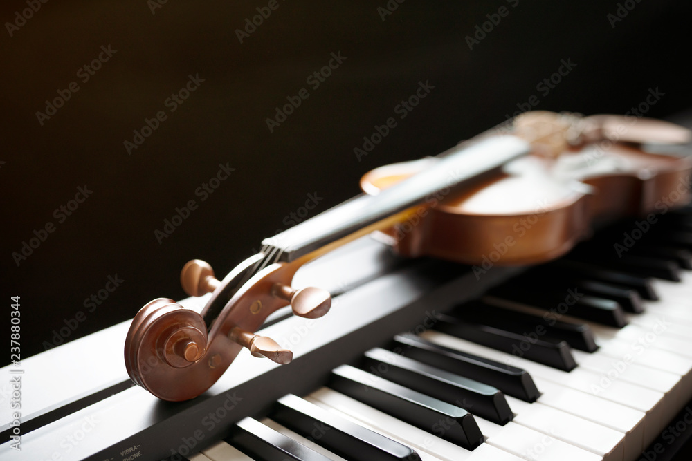 Obraz premium Piano keyboard with violin
