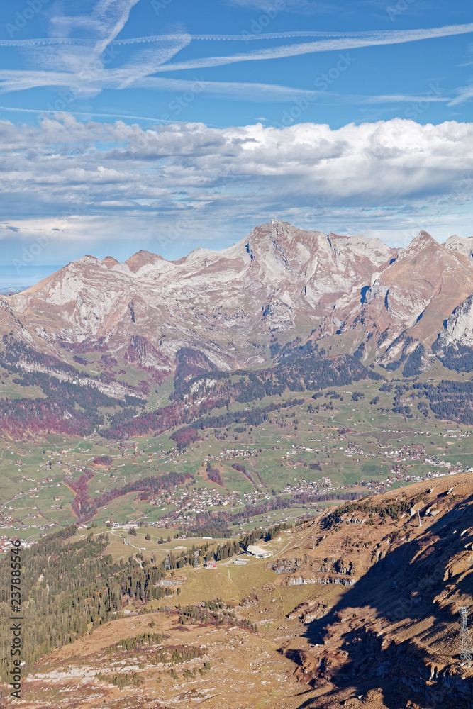 Views of Wildhauss pass valley and Alpstein