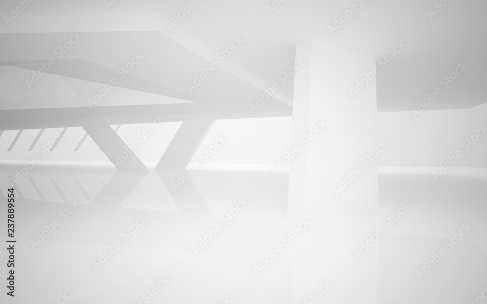 Fototapeta premium Abstract white interior of the future. 3D illustration and rendering