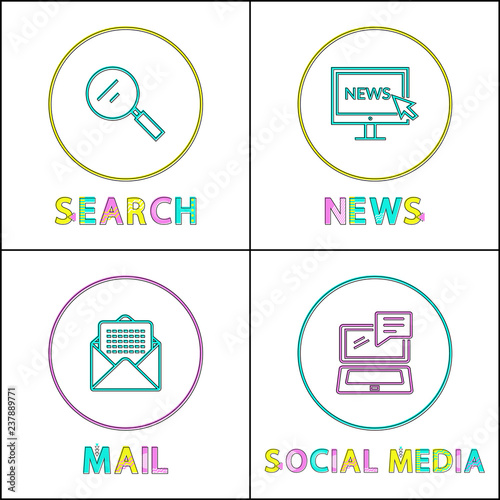 Mail and search posters set vector illustration