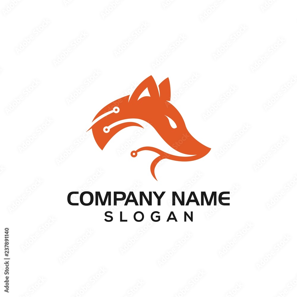 Fox and PCB line for technology logo template with vector file. Fox and PCB line for technology logo template with vector file.