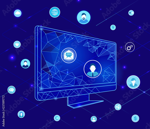 Compute with Geometric Shapes and Icons Vector