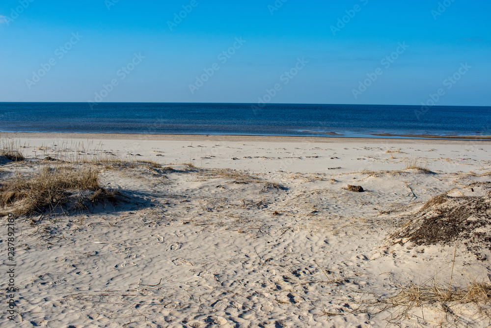 empty sea beach with sand dunes empty sea beach with sand dunes