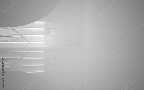 Fototapeta Naklejka Na Ścianę i Meble -  Abstract smooth white interior of the future. Night view from the backlight. Architectural background. 3D illustration and rendering 