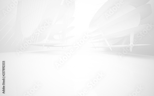 White smooth abstract architectural background. 3D illustration and rendering