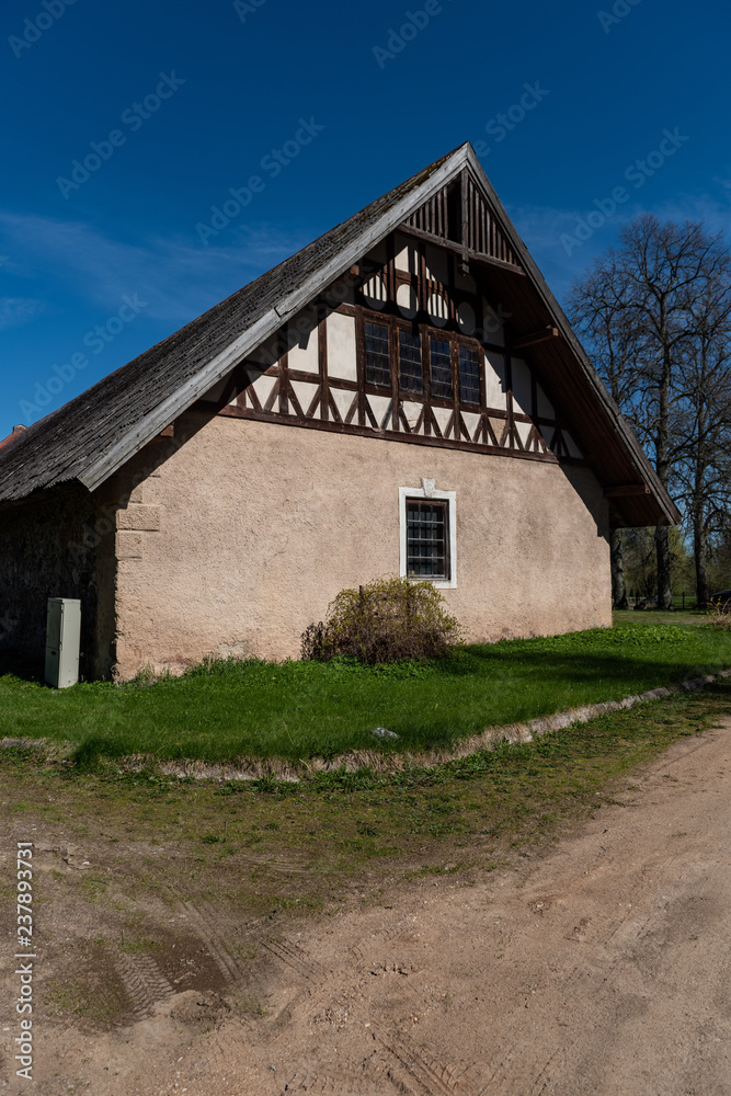 old wooden countryside house architecture details