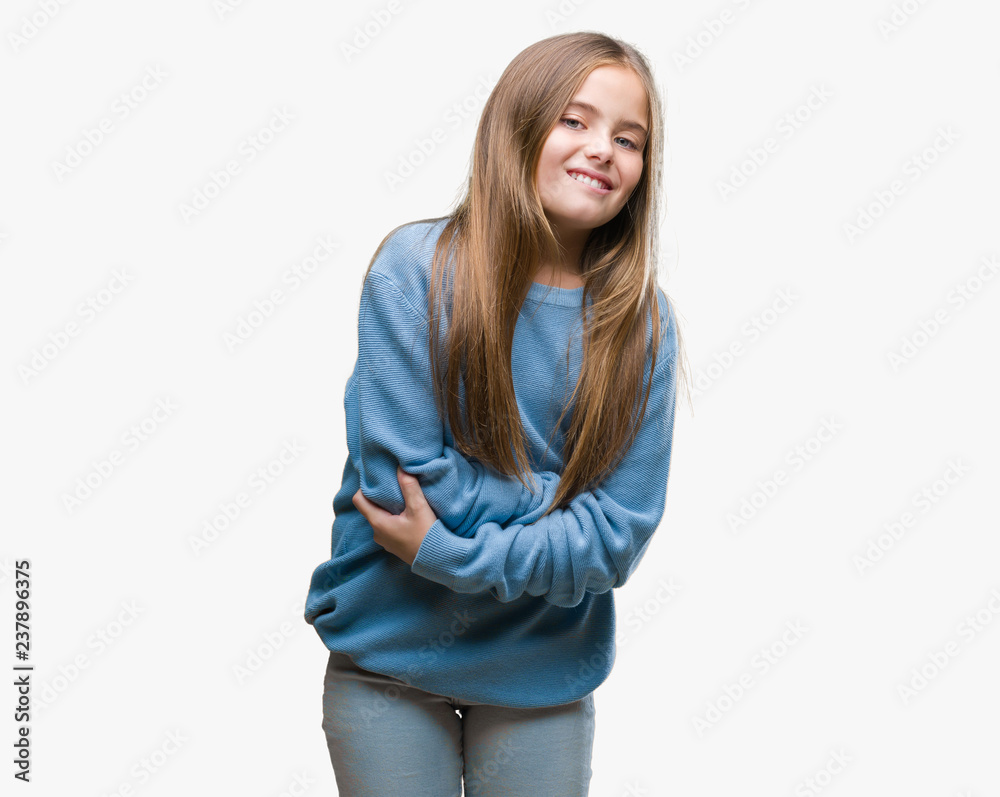 Young beautiful girl wearing winter sweater over isolated background with hand on stomach because nausea, painful disease feeling unwell. Ache concept. Young beautiful girl wearing winter sweater over isolated background with hand on stomach because nausea, painful disease feeling unwell. Ache concept.