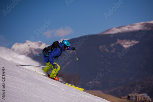 Skier having fun while running downhill © .shock