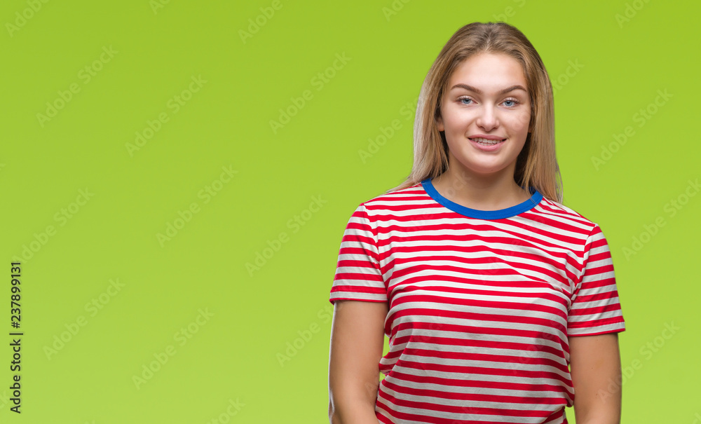 Young caucasian woman over isolated background with a happy and cool smile on face. Lucky person.