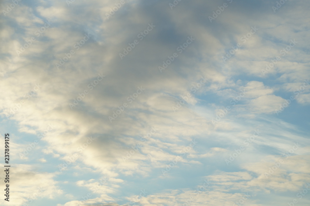 blue sky with clouds in december background