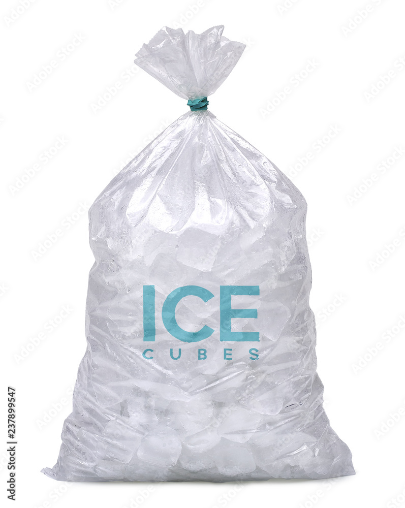 Ice cubes in plastic bag, bagged ice or packaged ice isolated on white  background including clipping path. Photos | Adobe Stock