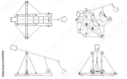 balista  catapult  3d visualization  illustration