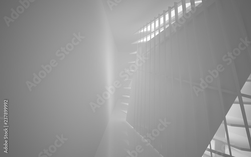 Abstract white interior of the future  with neon lighting. 3D illustration and rendering