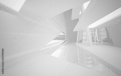 Wallpaper Mural Abstract white interior of the future, with neon lighting. 3D illustration and rendering Torontodigital.ca