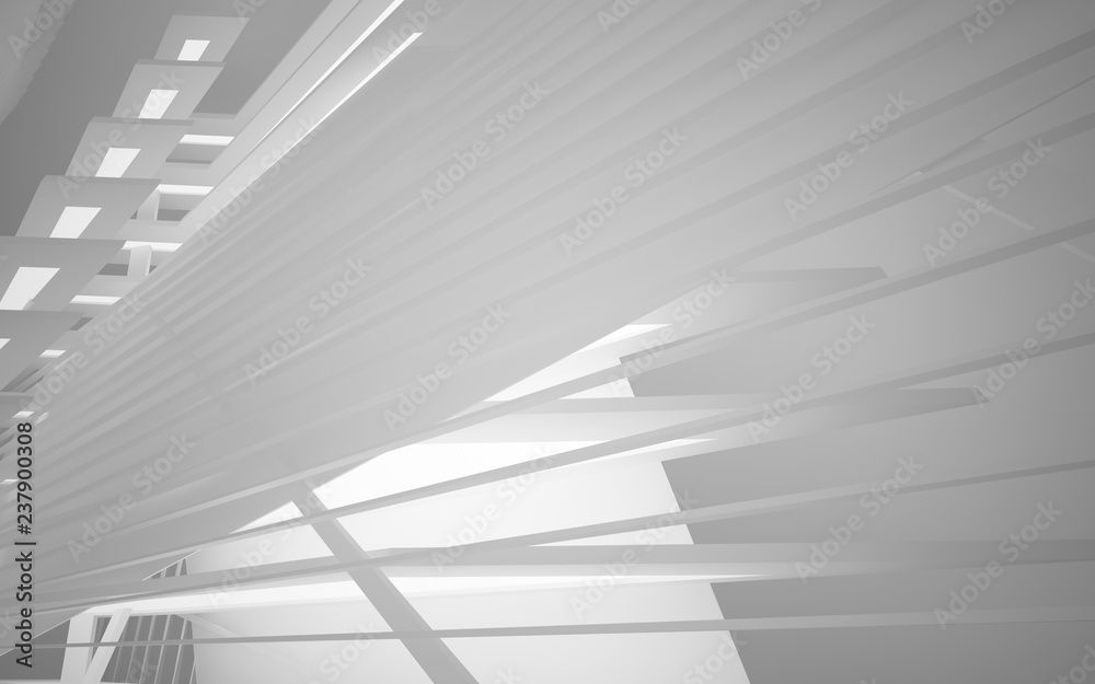 Abstract white interior of the future, with neon lighting. 3D illustration and rendering Abstract white interior of the future, with neon lighting. 3D illustration and rendering
