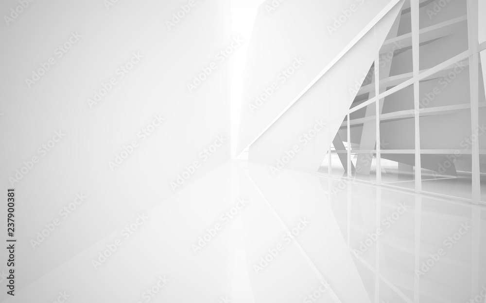 Obraz premium Abstract white interior of the future. 3D illustration and rendering