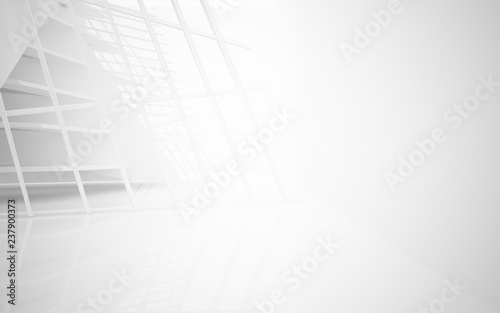 Abstract white interior of the future. 3D illustration and rendering