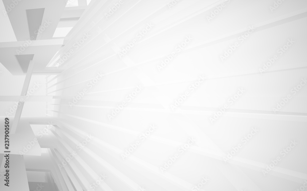 Abstract white interior of the future. 3D illustration and rendering