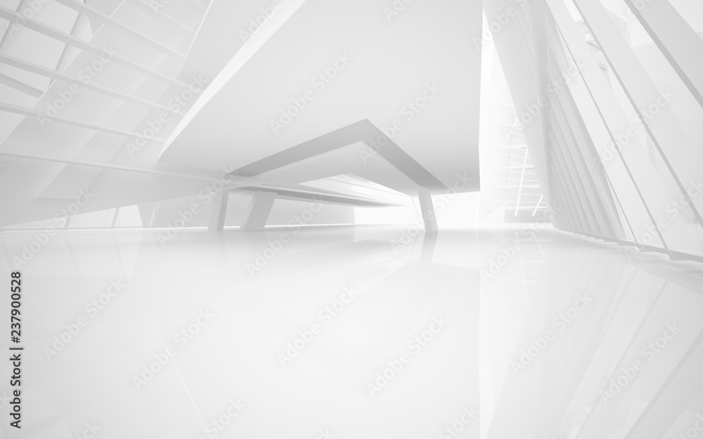 Obraz premium Streszczenie białe wnętrze przyszłości. Ilustracja 3D i renderowania