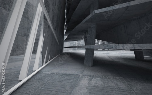 Abstract interior of concrete. Architectural background. 3D illustration and rendering 