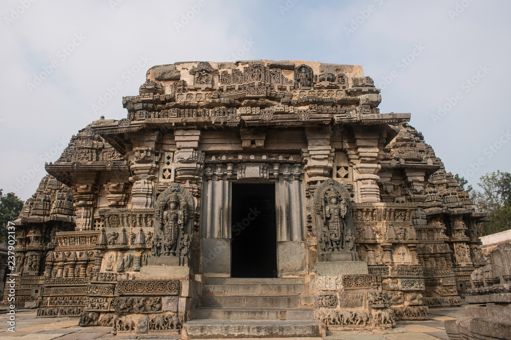 Somanathapura Temple, India, Karnataka with artistic stone sculpture and carvings