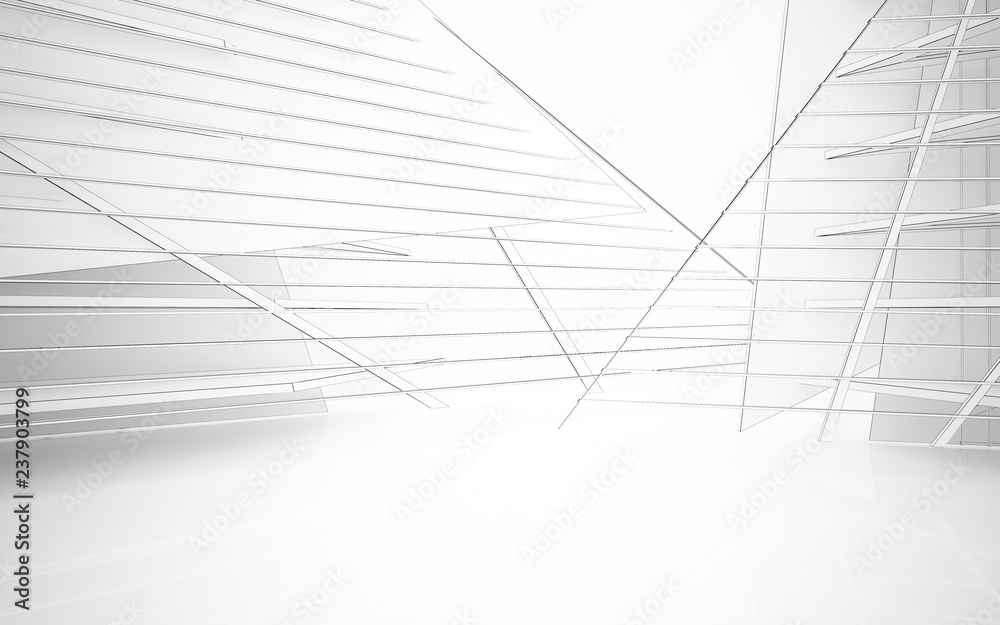 Abstract white interior highlights future. Polygon drawing . Architectural background. 3D illustration and rendering Abstract white interior highlights future. Polygon drawing . Architectural background. 3D illustration and rendering