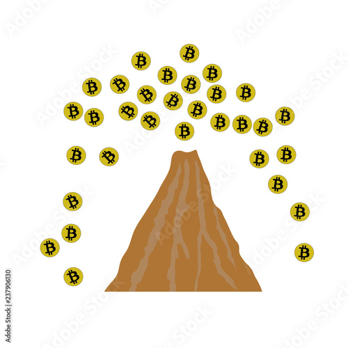 bitcoins erupt from the volcano
