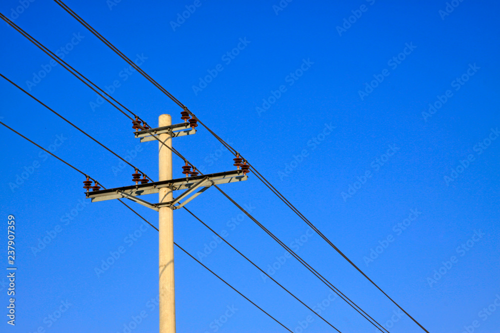 telegraph poles in the blue sky background telegraph poles in the blue sky background