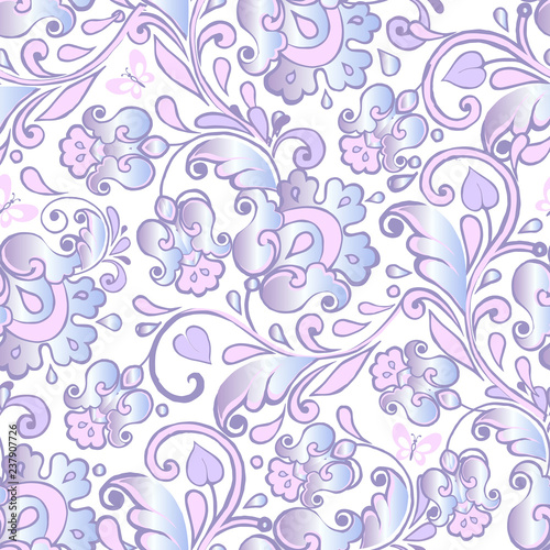 Folk floral seamless pattern indigo