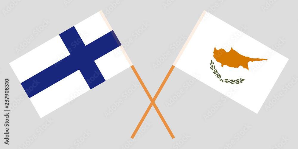Cyprus and Finland. The Cyprian and Finnish flags. Official proportion. Correct colors. Vector