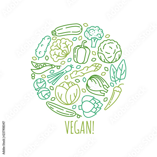 Vegan Logo Concept Vector Illustration