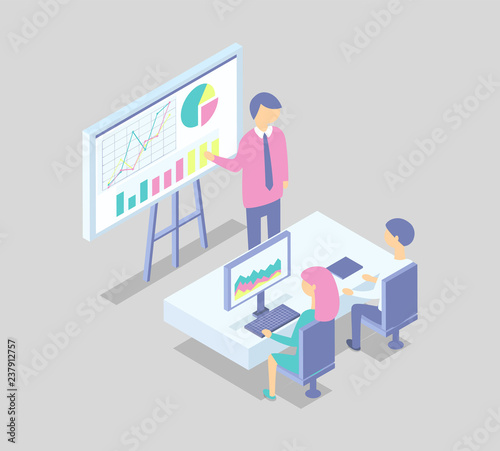 White Board with Information Vector Illustration