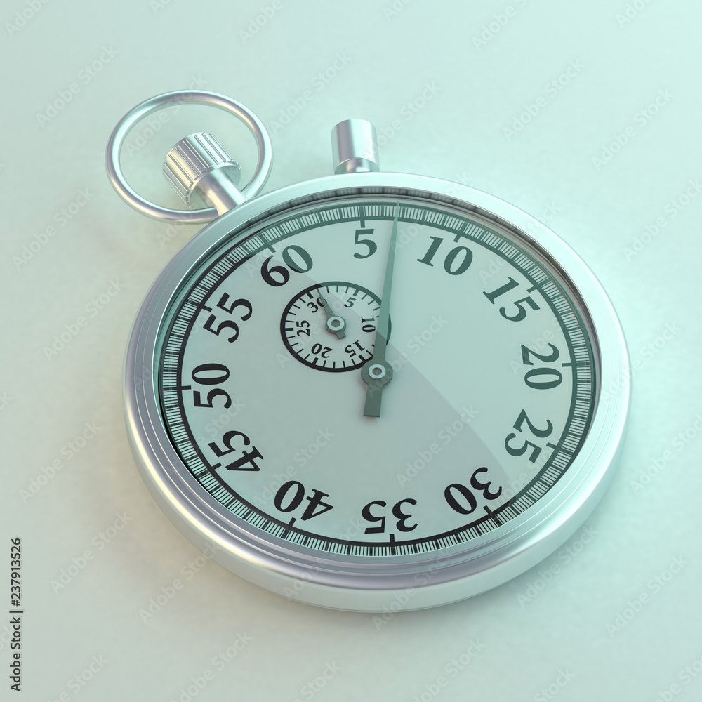 Analogue metal stopwatch on the white background. 3D Analogue metal stopwatch on the white background. 3D