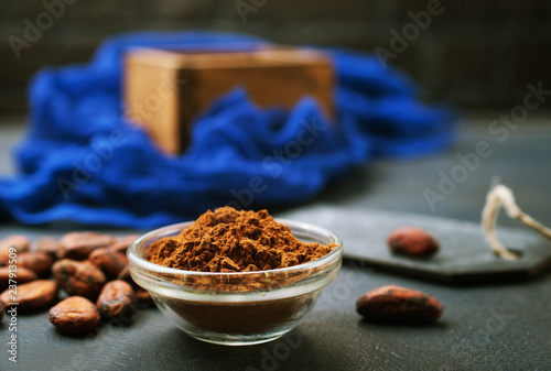cocoa beans and cocoa powder
