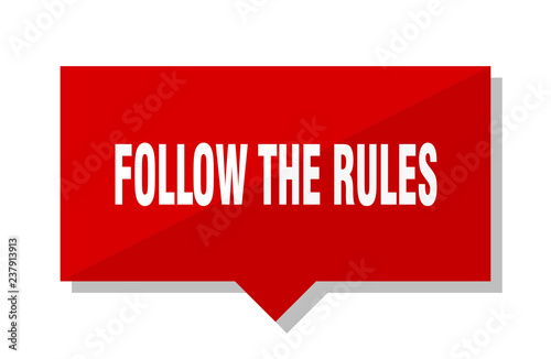 follow the rules red tag