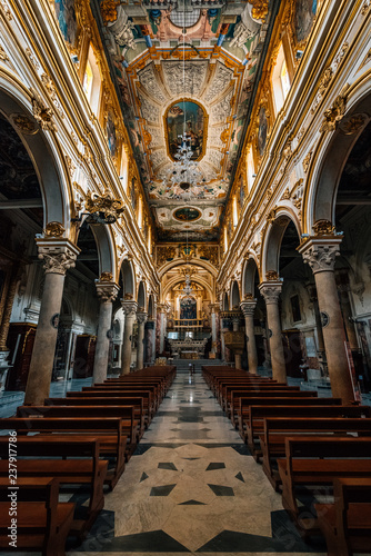 The interior of the Matera Cathedral (Cattedrale di Maria Santissima della Bruna), in Matera, Basilicata, Italy.