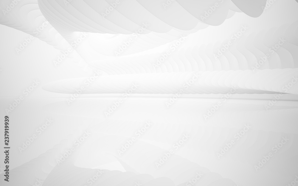 Fototapeta White smooth abstract architectural background. 3D illustration and rendering